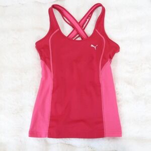 puma hot pink criss cross back 2000s workout tank size medium